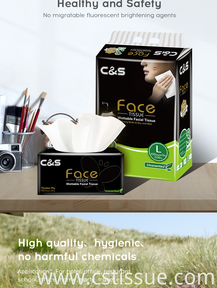 China Supplier Strong Absorbility Facial Tissue Ultra Soft Virgin Pulp Tissue Facial